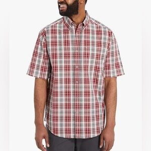 Wolverine NWT Men’s Size L Mortar Short Sleeve Dark Brick Red Plaid Casual Shirt
